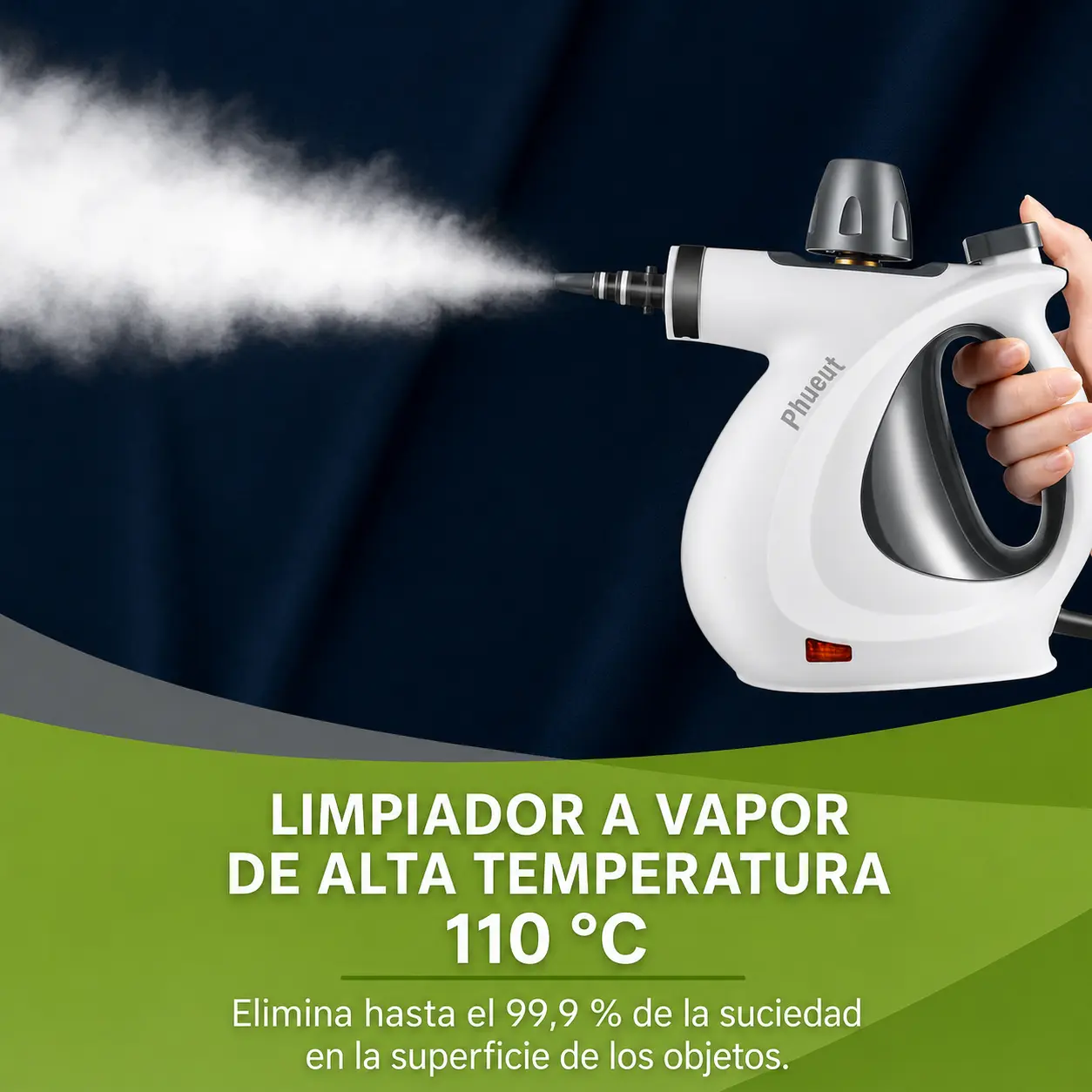 Limpiador a vapor portátil con kit de 12 accesorios — imagen 2
